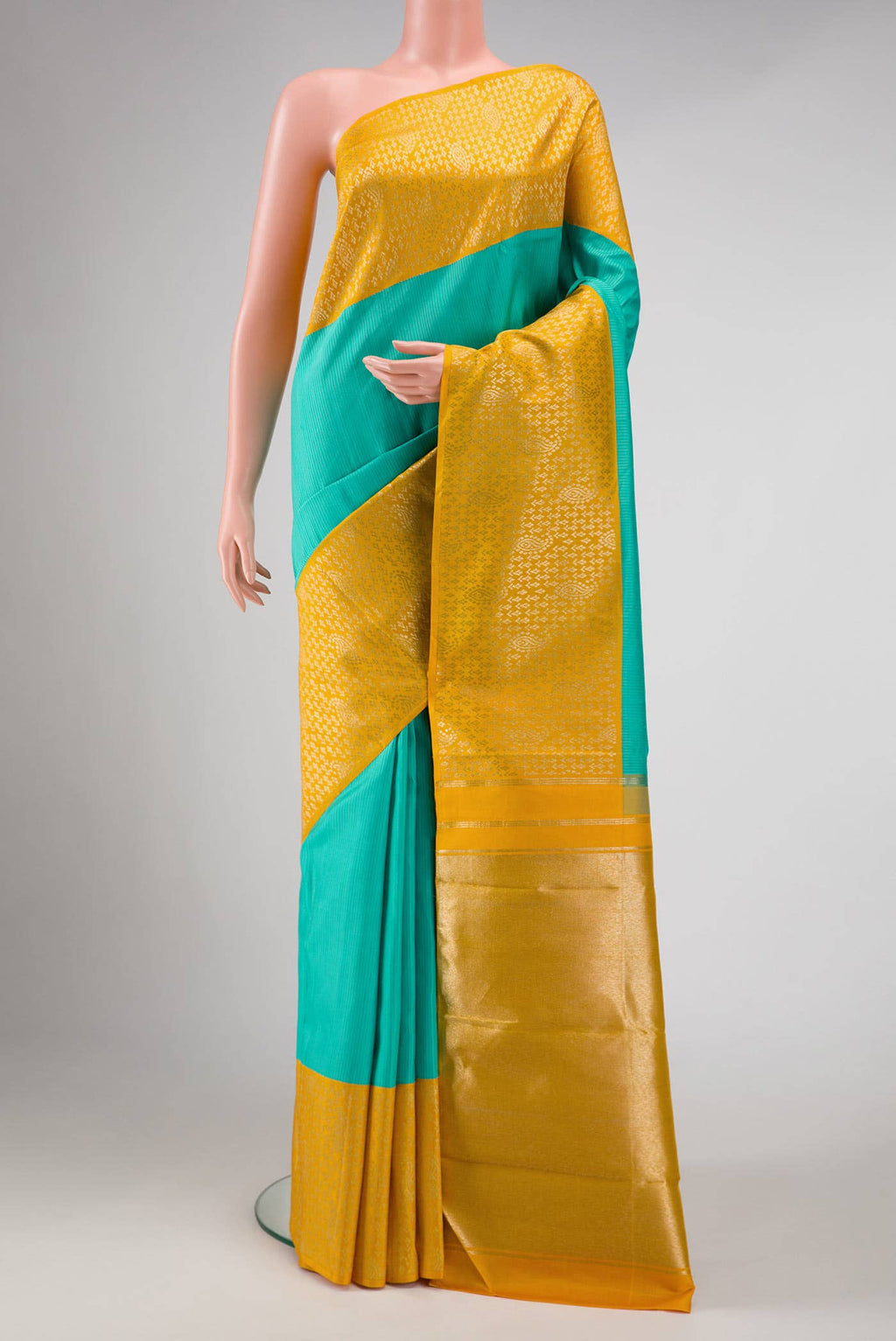Sea Green Kanchipuram Silk Saree