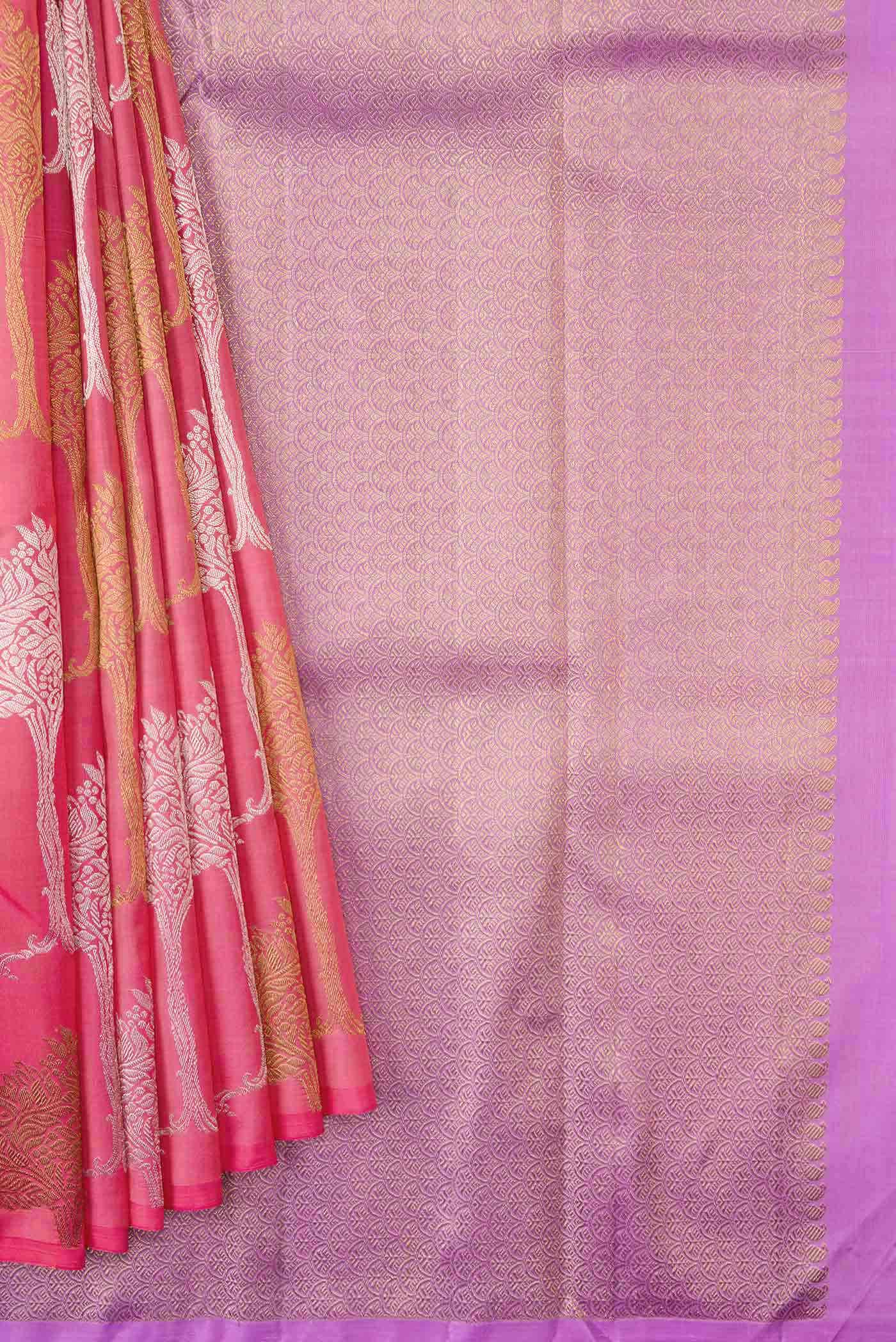 Pink Dual Tone Kanchipuram Silk Saree