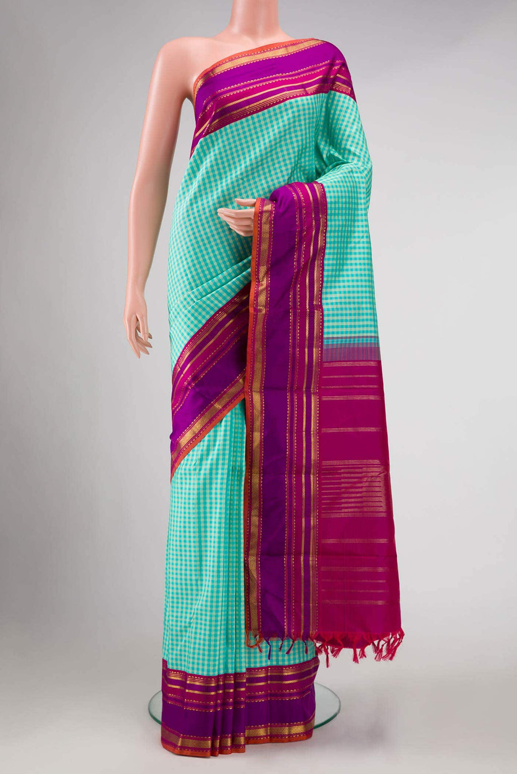 Sea Green Kanchipuram Silk Saree