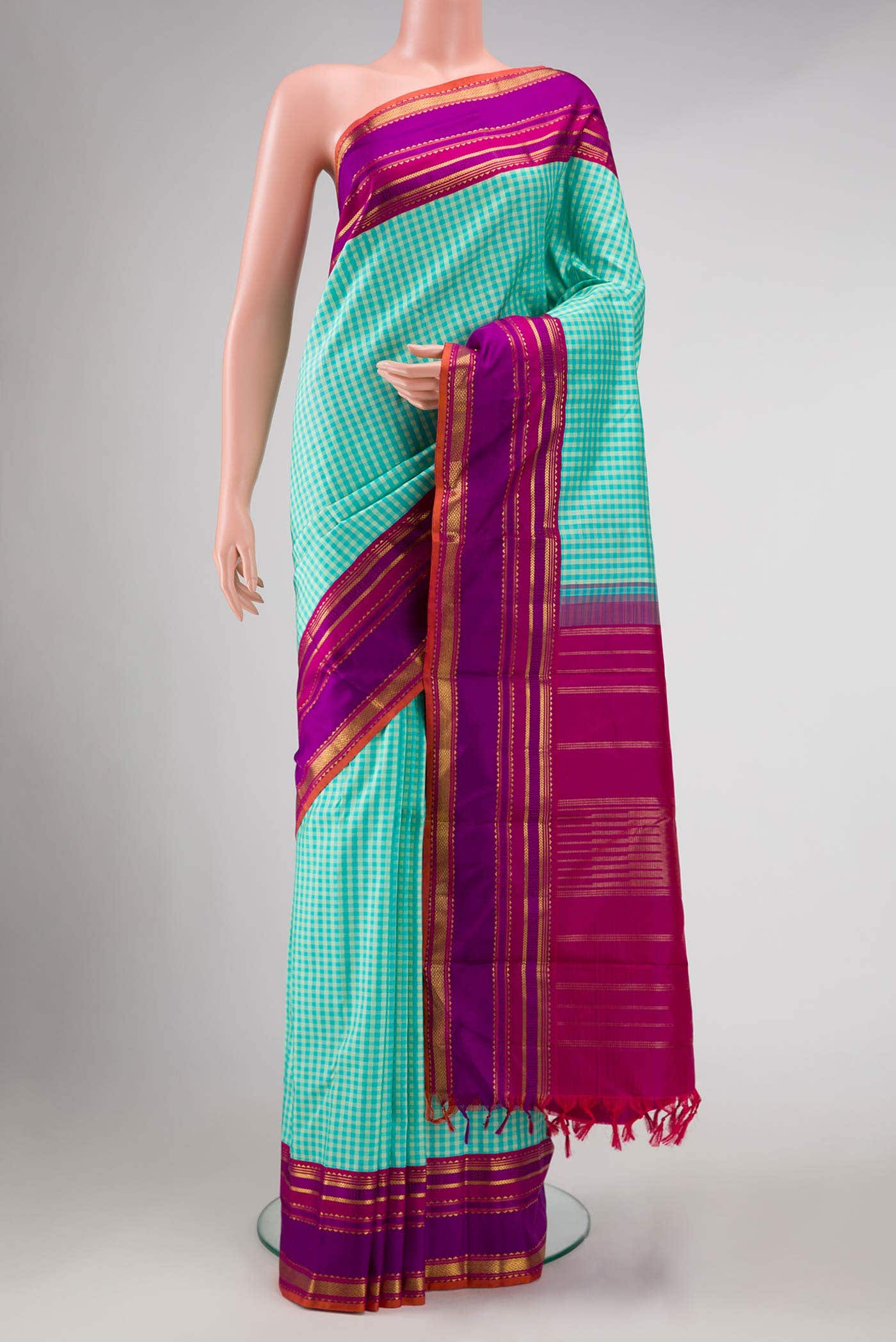 Sea Green Kanchipuram Silk Saree