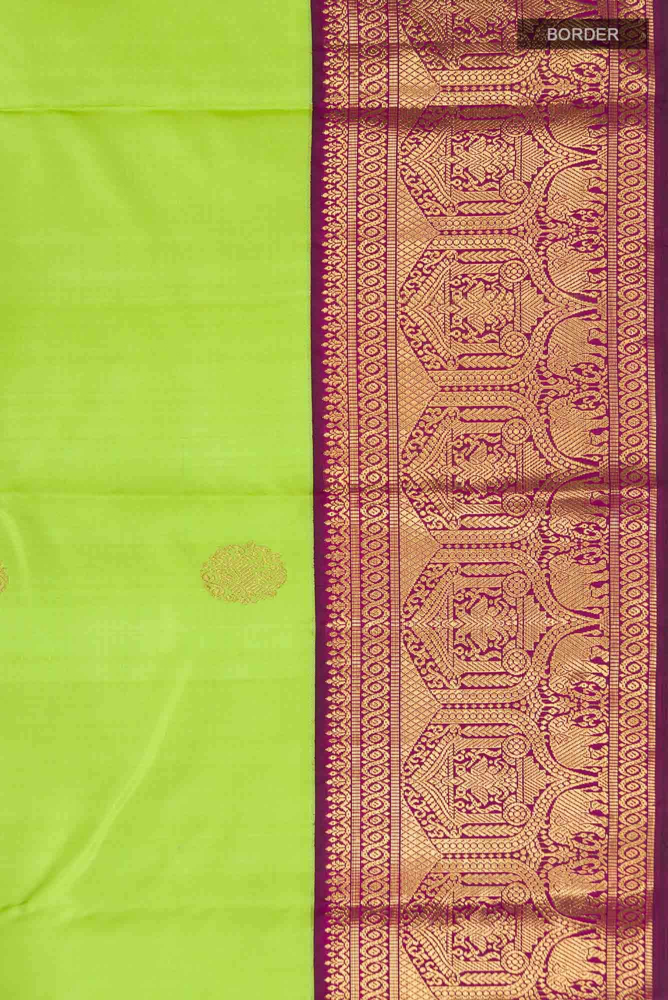 Parrot Green Kanchipuram Silk Saree