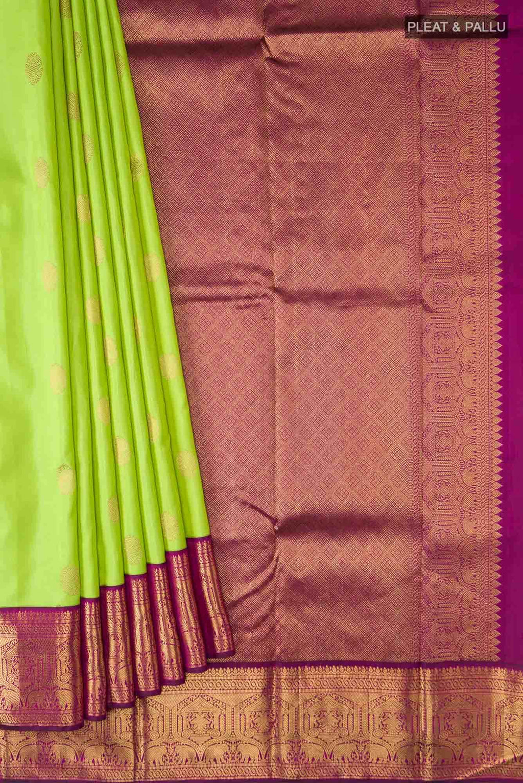 Parrot Green Kanchipuram Silk Saree