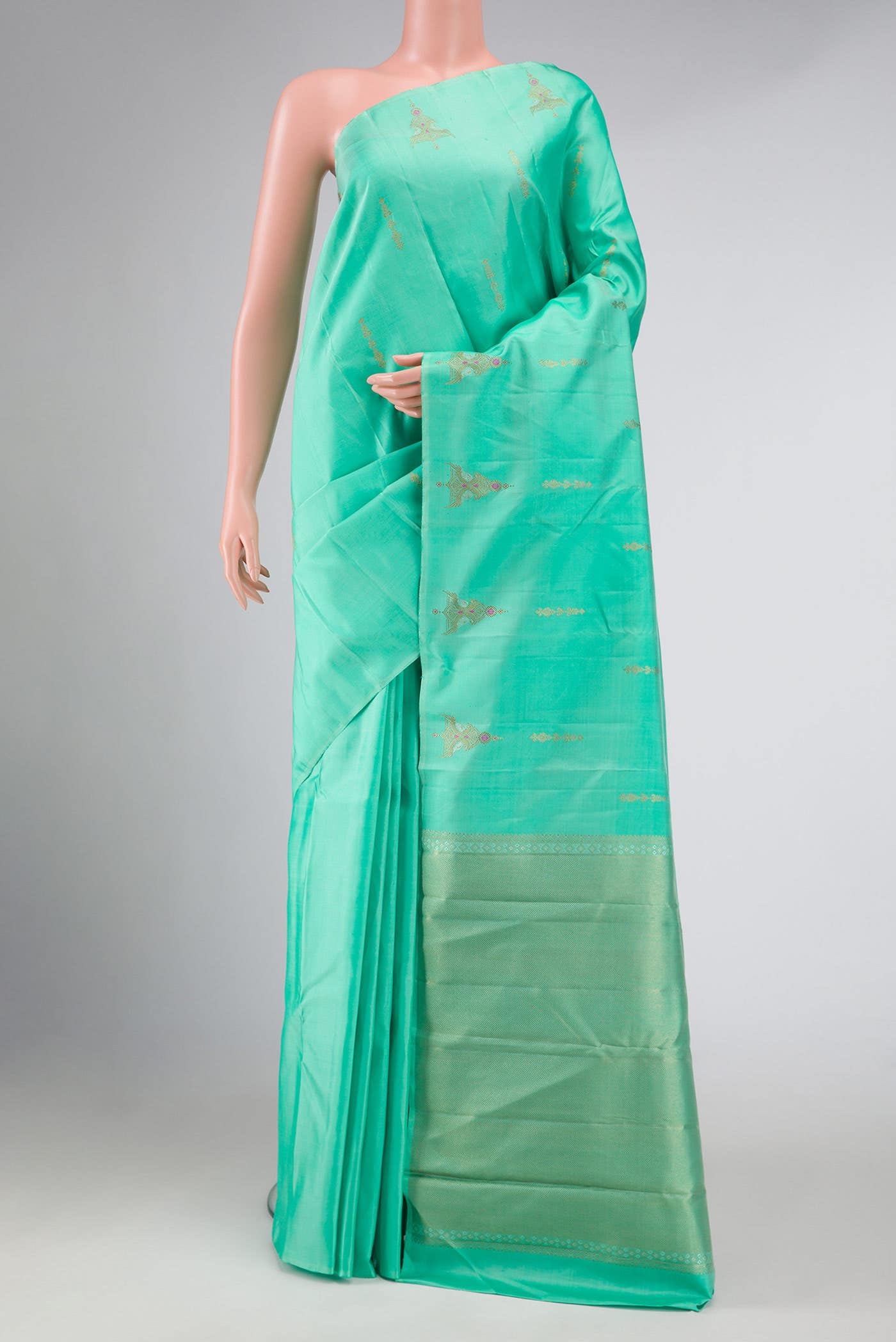 Sea Green Kanchipuram Silk Saree