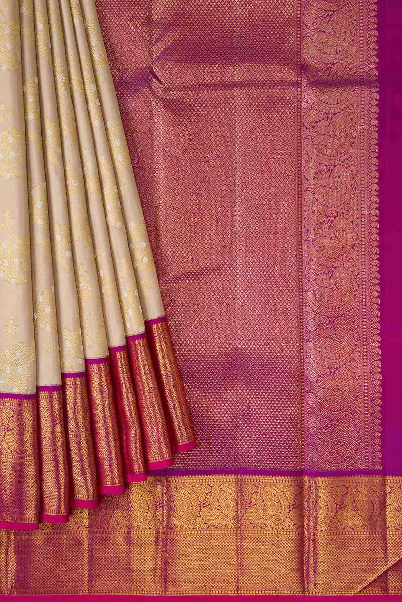 Beige Dual Tone Kanchipuram Silk Saree
