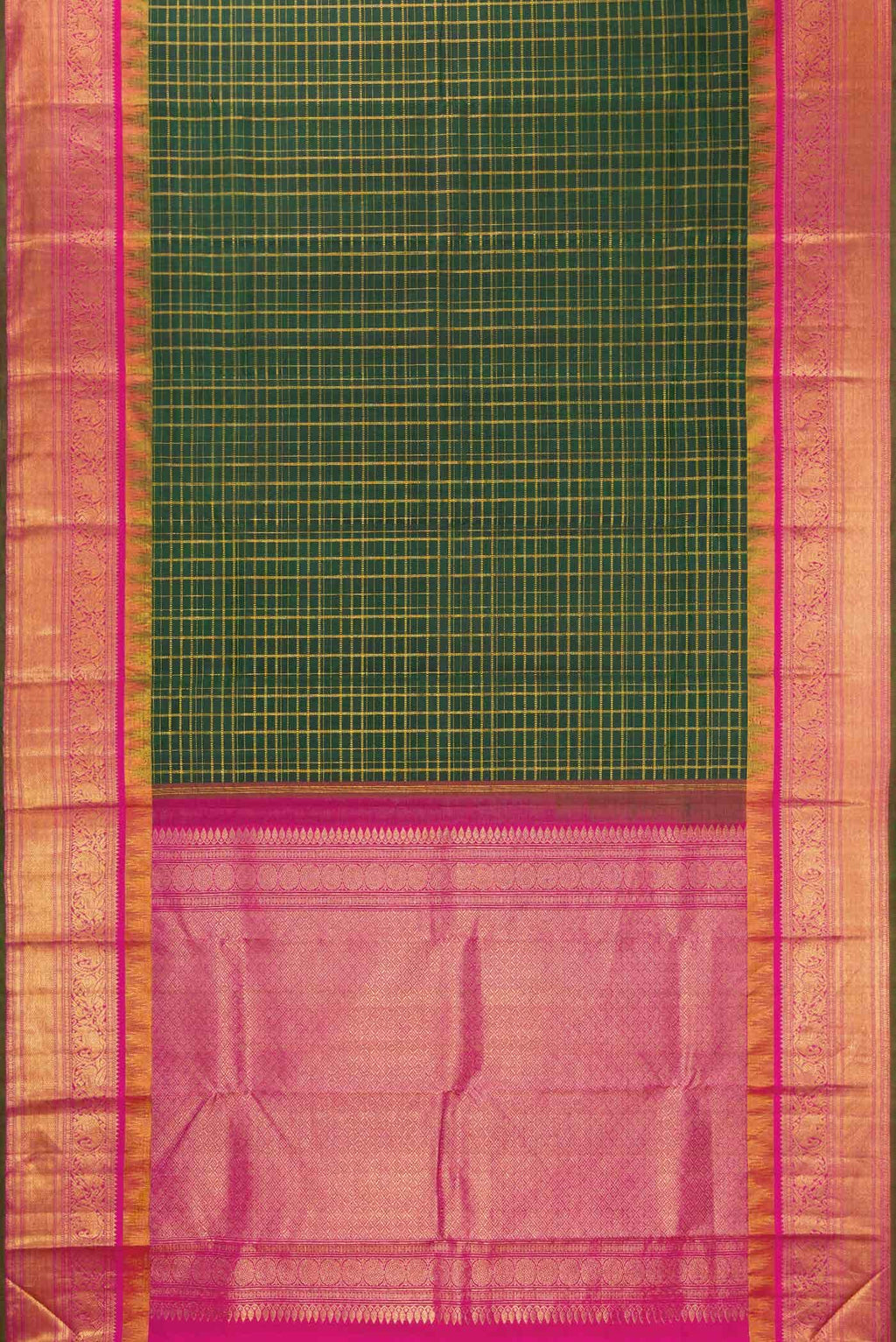 Bottle Green Kanchipuram Silk Saree