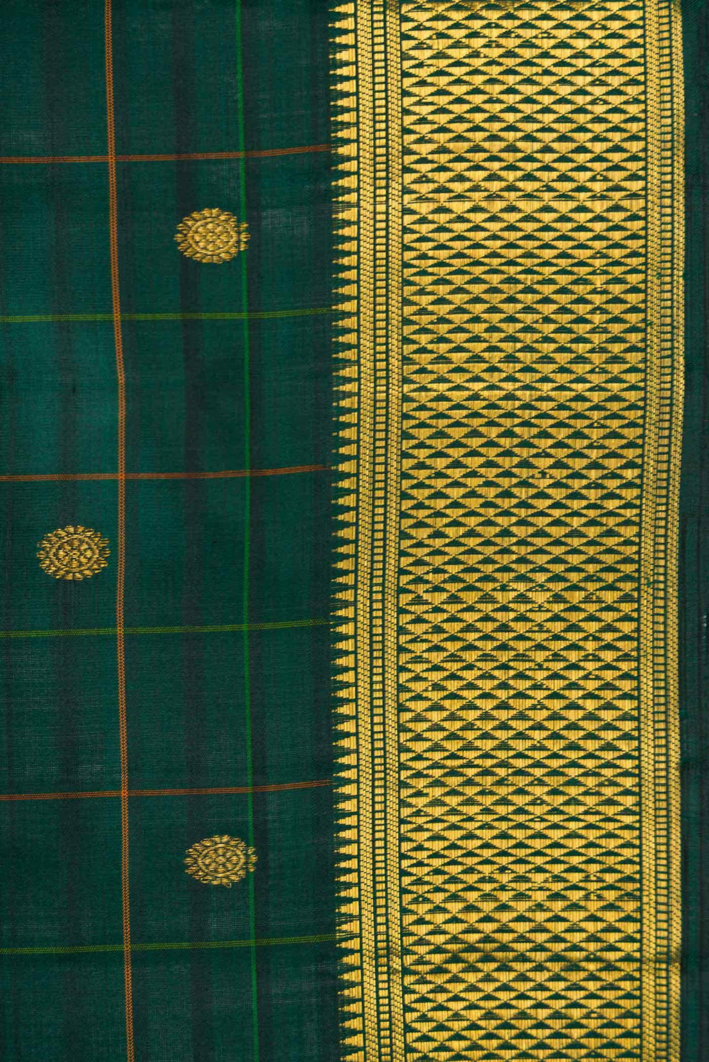 Bottle Green Dual Tone Kanchipuram Silk Saree