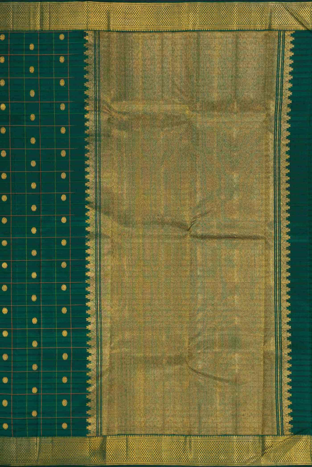 Bottle Green Dual Tone Kanchipuram Silk Saree