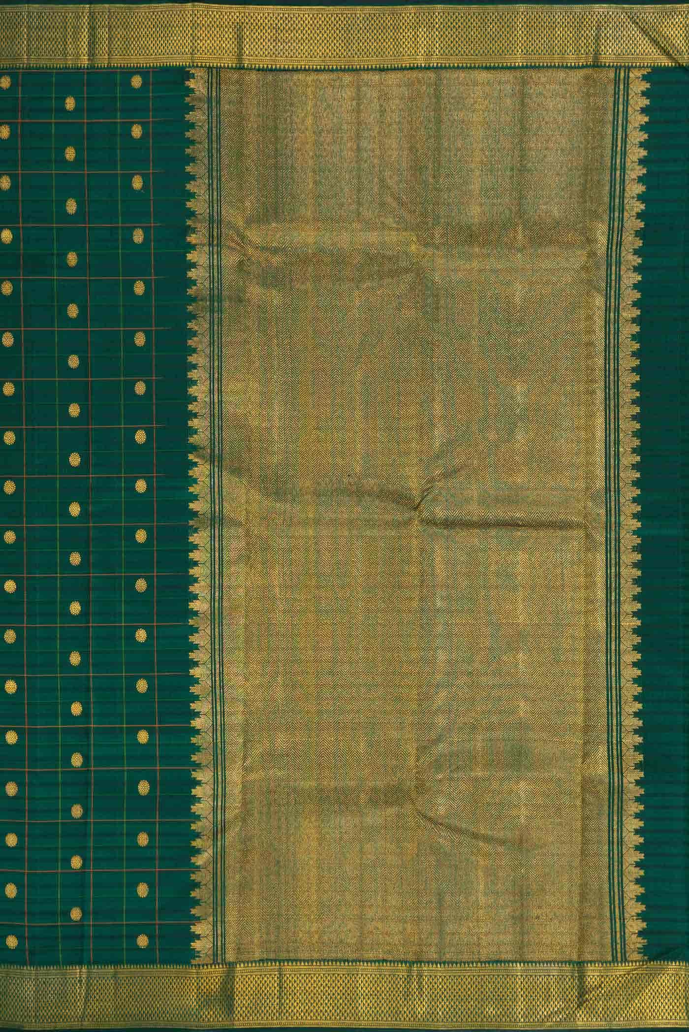 Bottle Green Dual Tone Kanchipuram Silk Saree