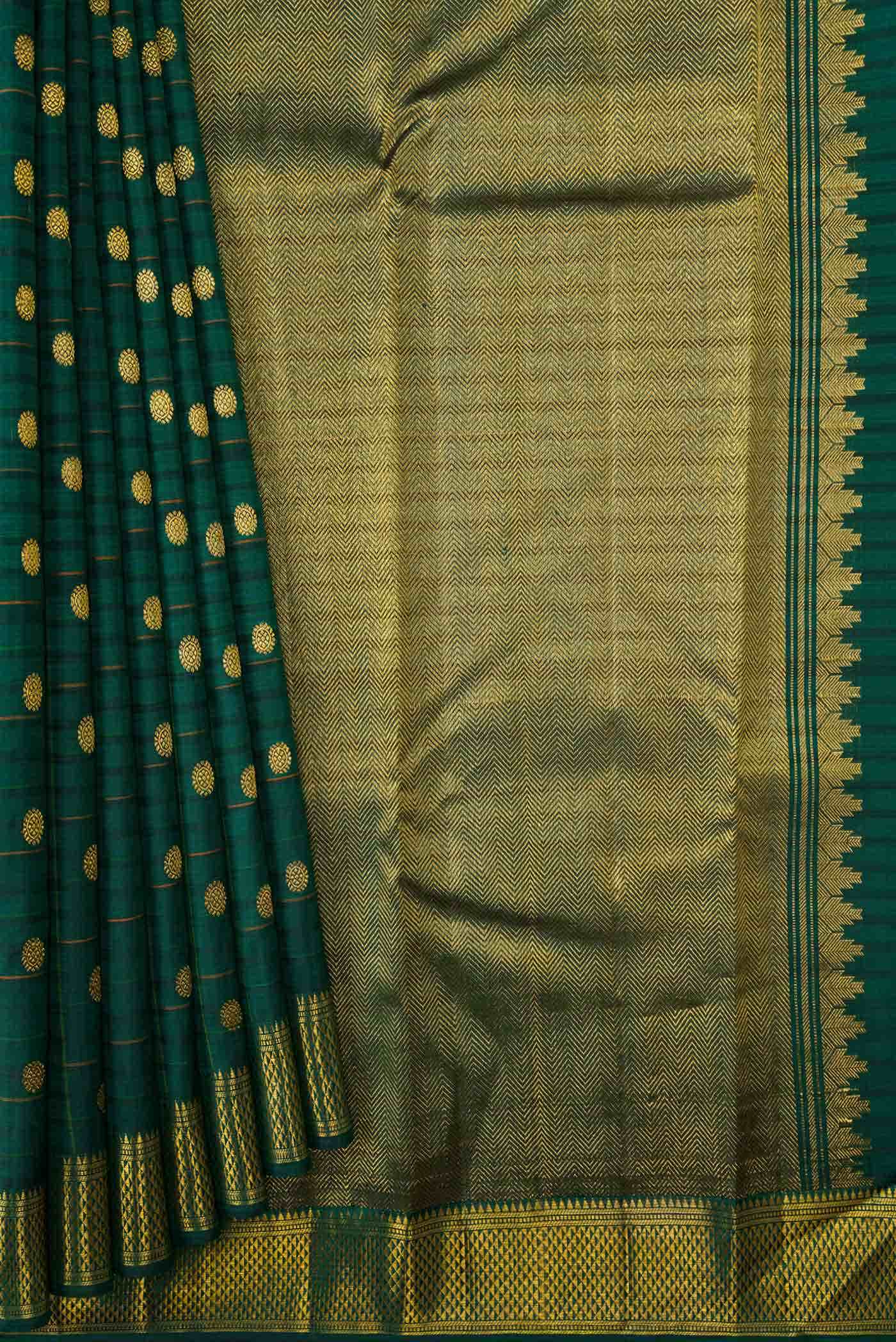 Bottle Green Dual Tone Kanchipuram Silk Saree