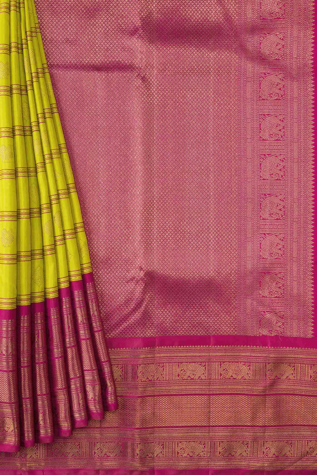 Parrot Green Kanchipuram Silk Saree
