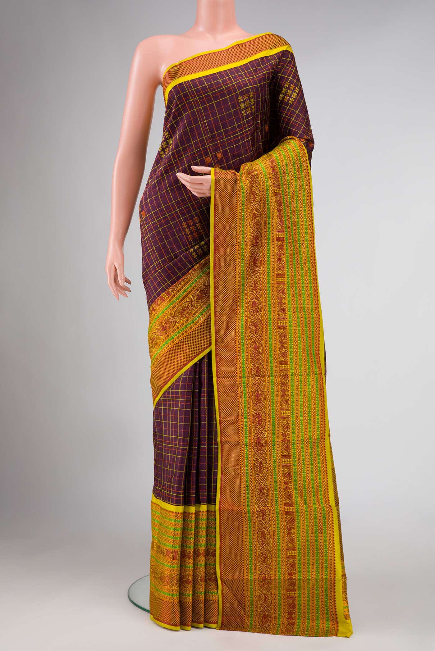 Brown Kanchipuram Silk Saree