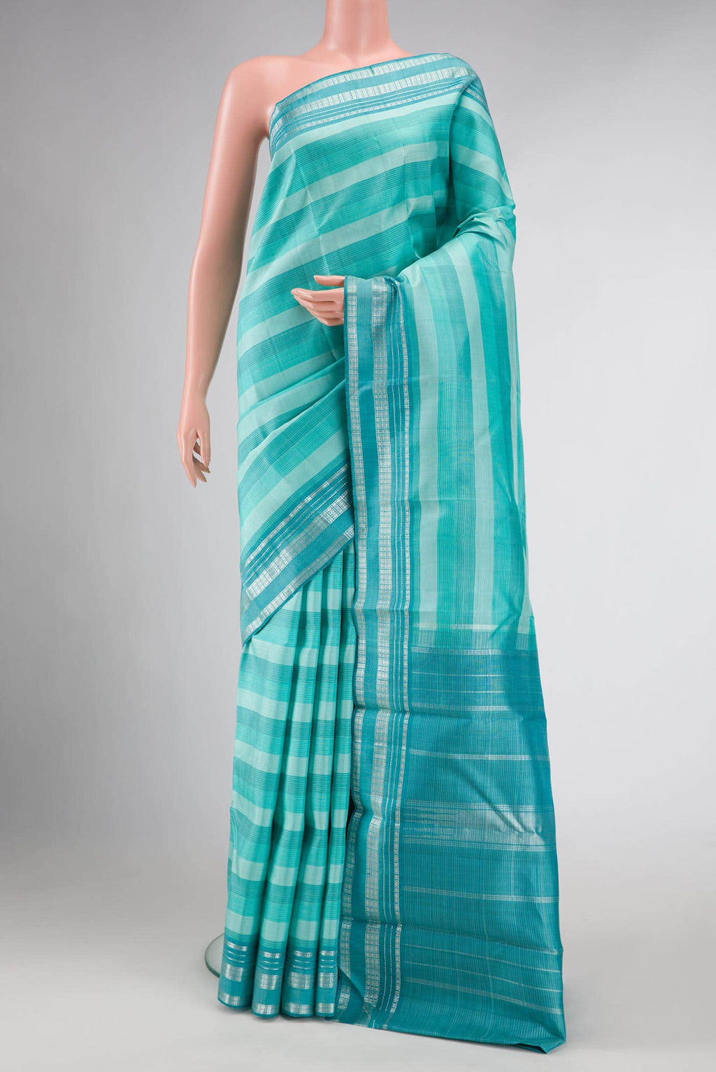 Green and Grey Dual Tone Kanchipuram Silk Saree