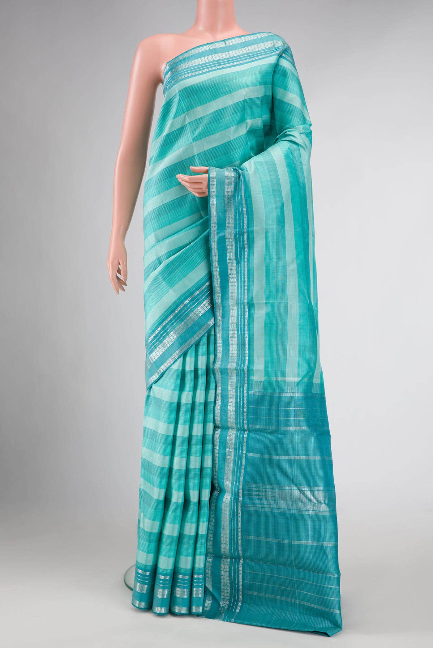 Green and Grey Dual Tone Kanchipuram Silk Saree