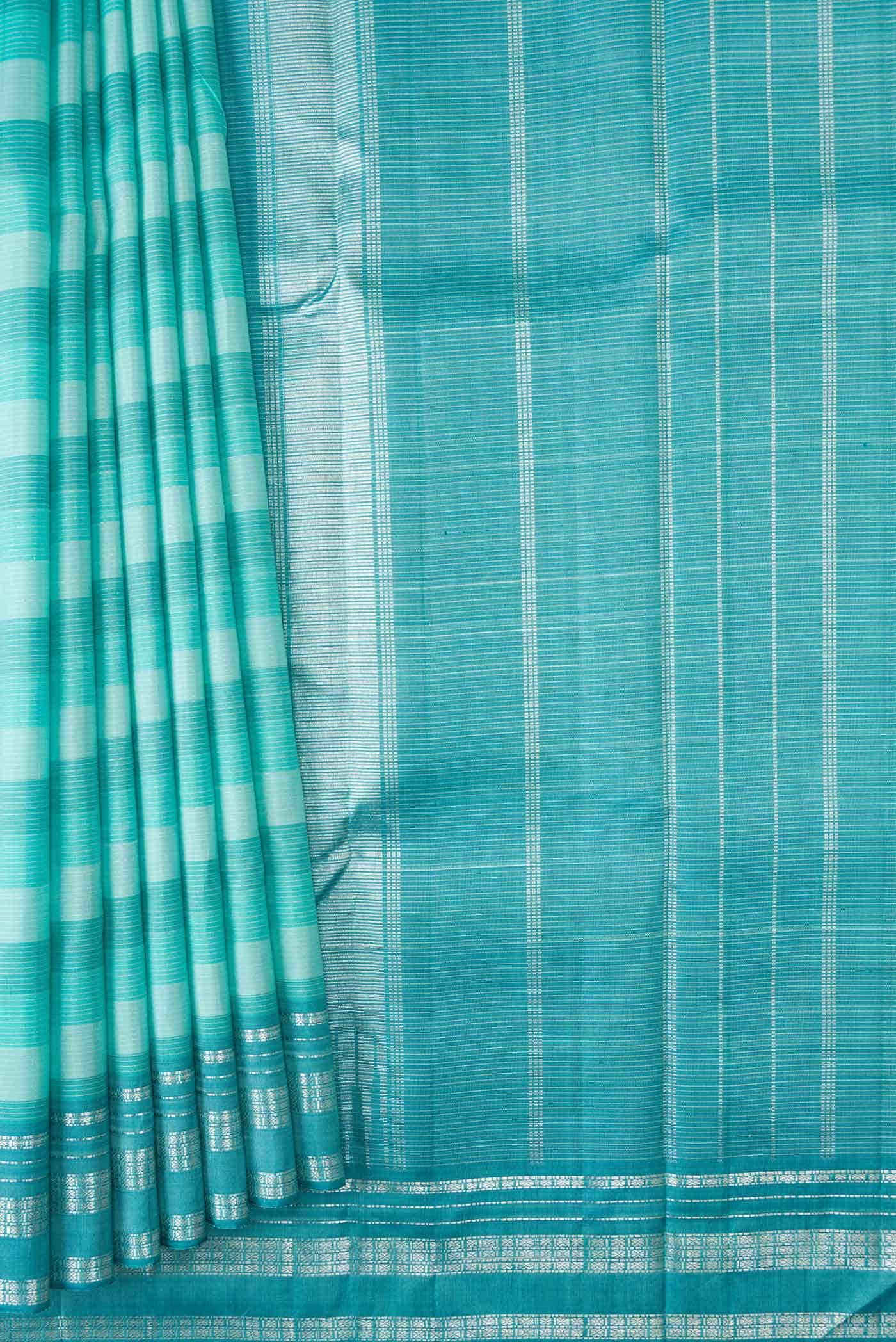 Green and Grey Dual Tone Kanchipuram Silk Saree