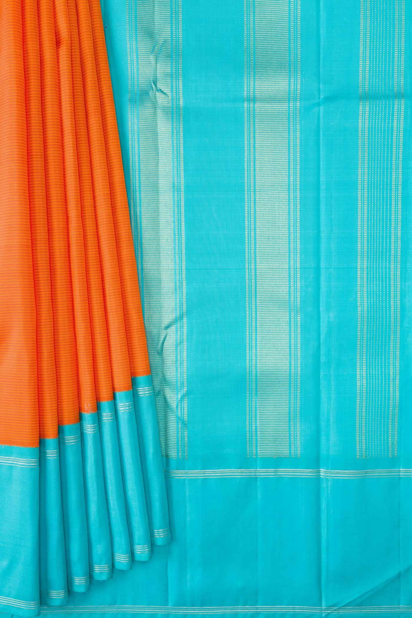 Orange Dual Tone Kanchipuram Silk Saree