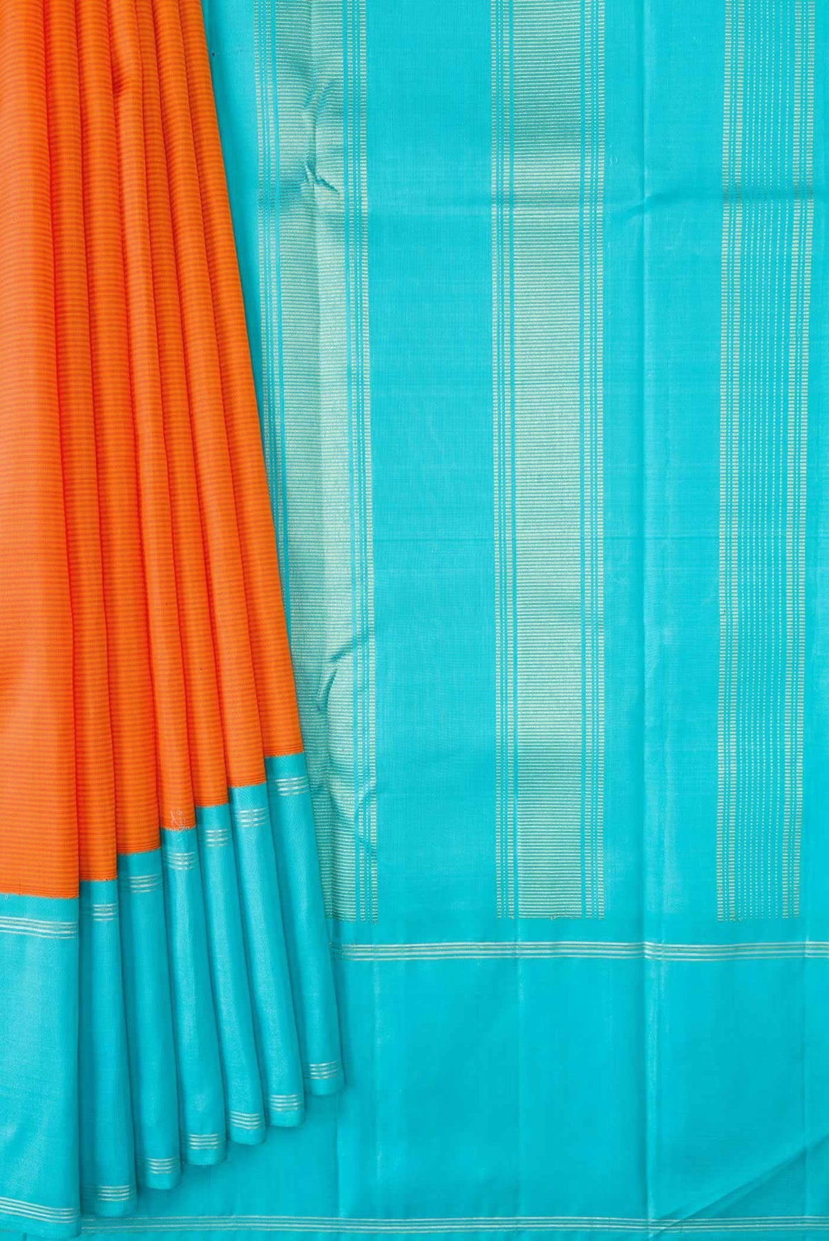 Orange Dual Tone Kanjivaram Silk Saree