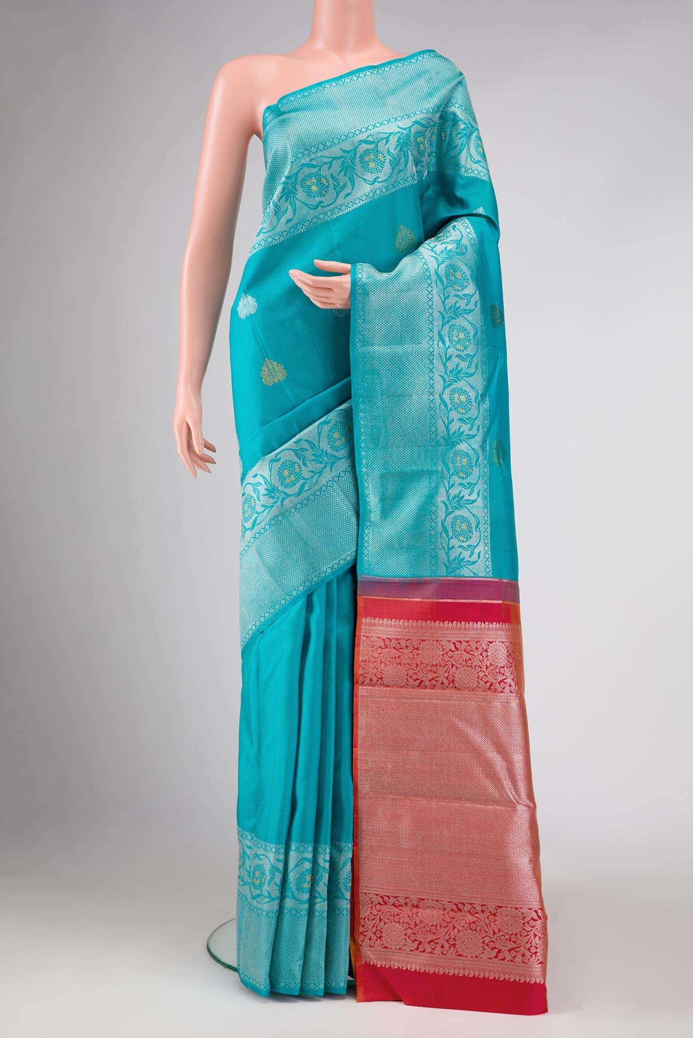 Sky Blue Dual Tone Kanchipuram Silk Saree