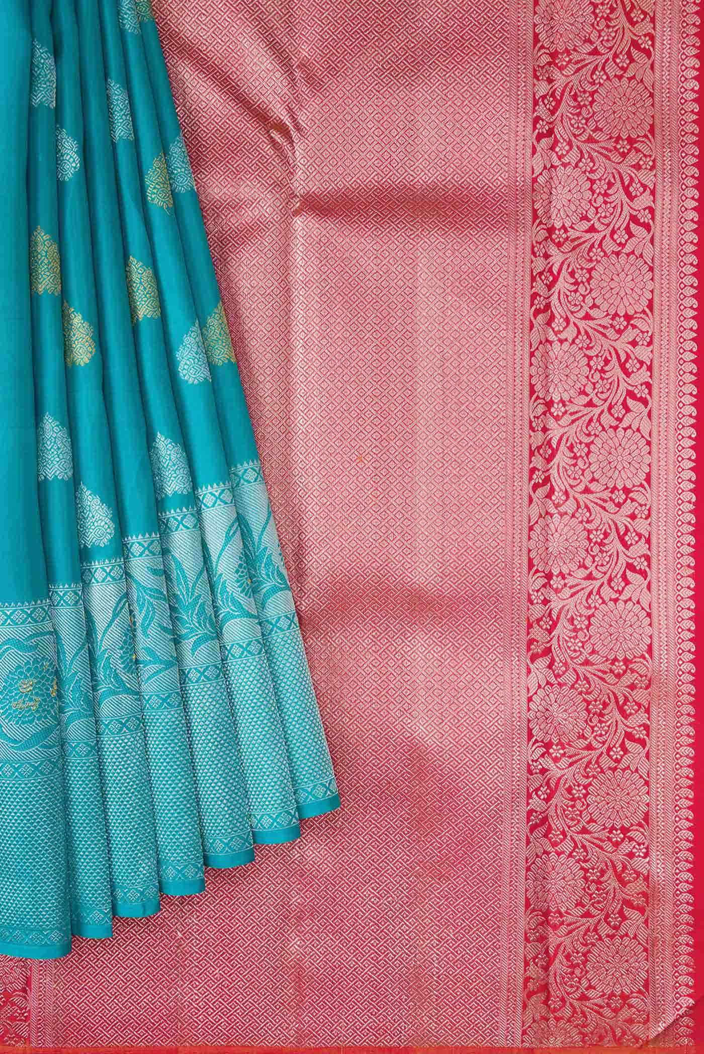 Sky Blue Dual Tone Kanchipuram Silk Saree