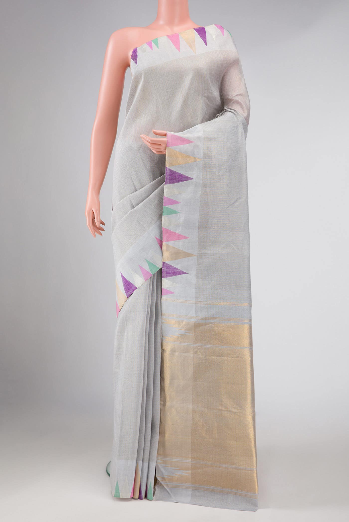 Grey Linen Saree