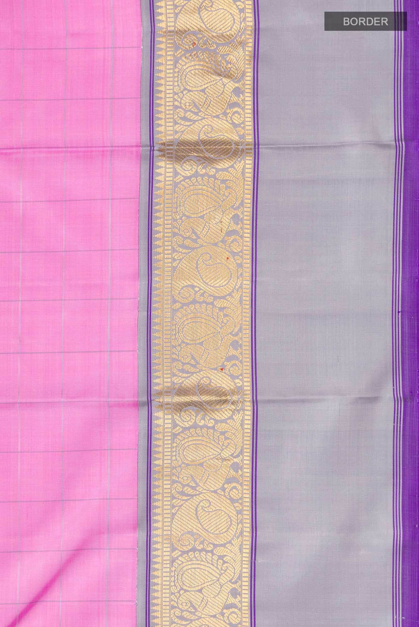 Rose pink Kanchipuram Silk Saree