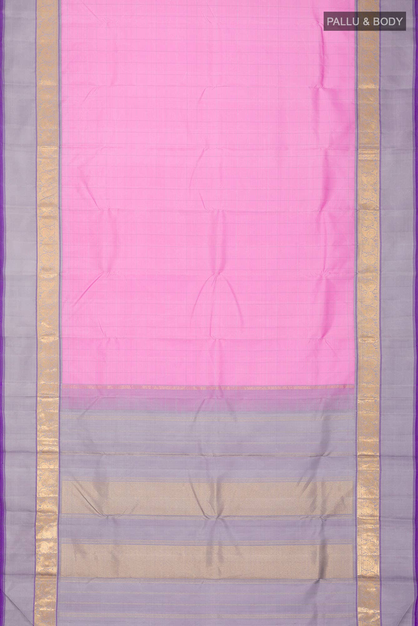 Rose pink Kanchipuram Silk Saree