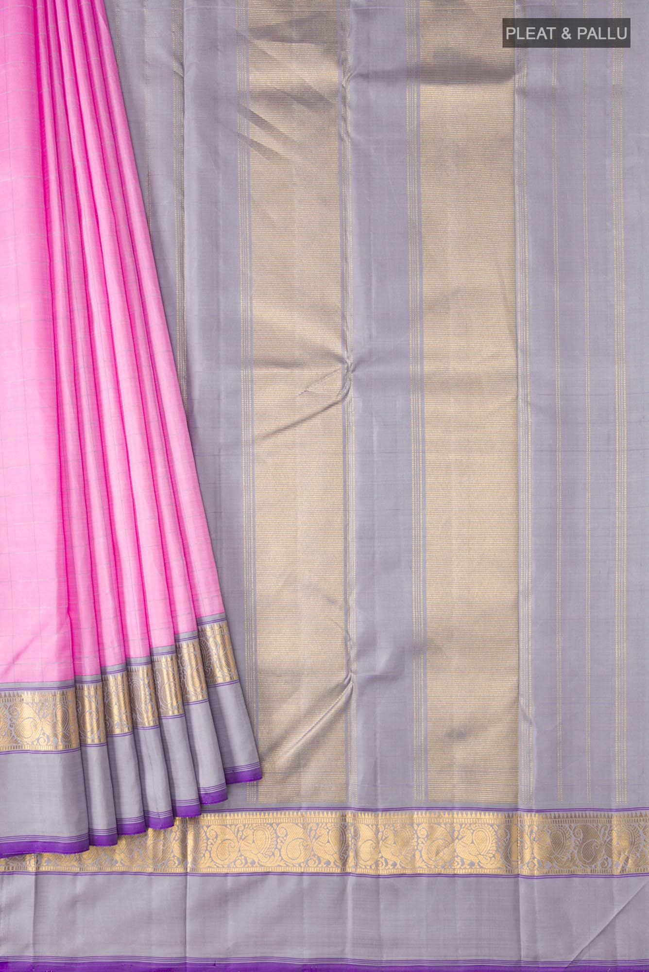 Rose pink Kanchipuram Silk Saree