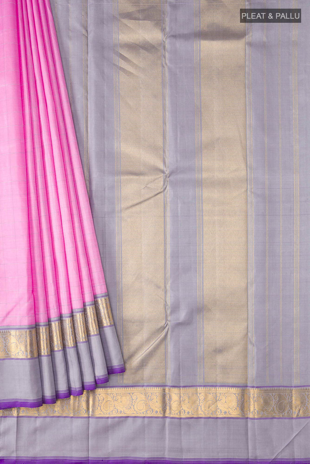 Rose pink Kanchipuram Silk Saree