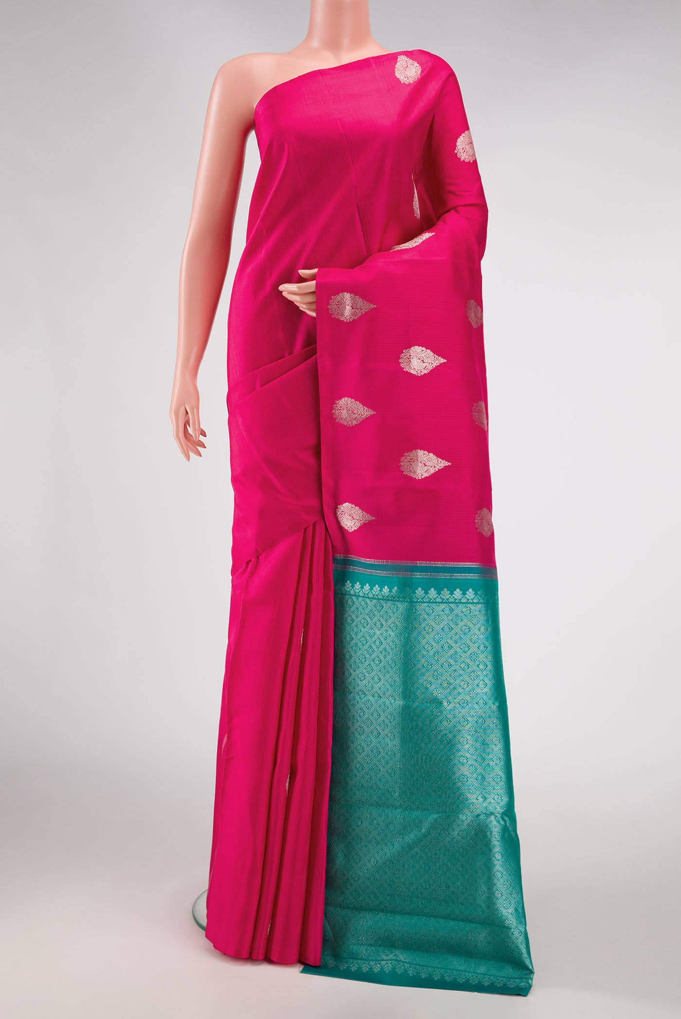 Pure Silk Pure Zari Pink Dual Tone Kanchipuram Saree