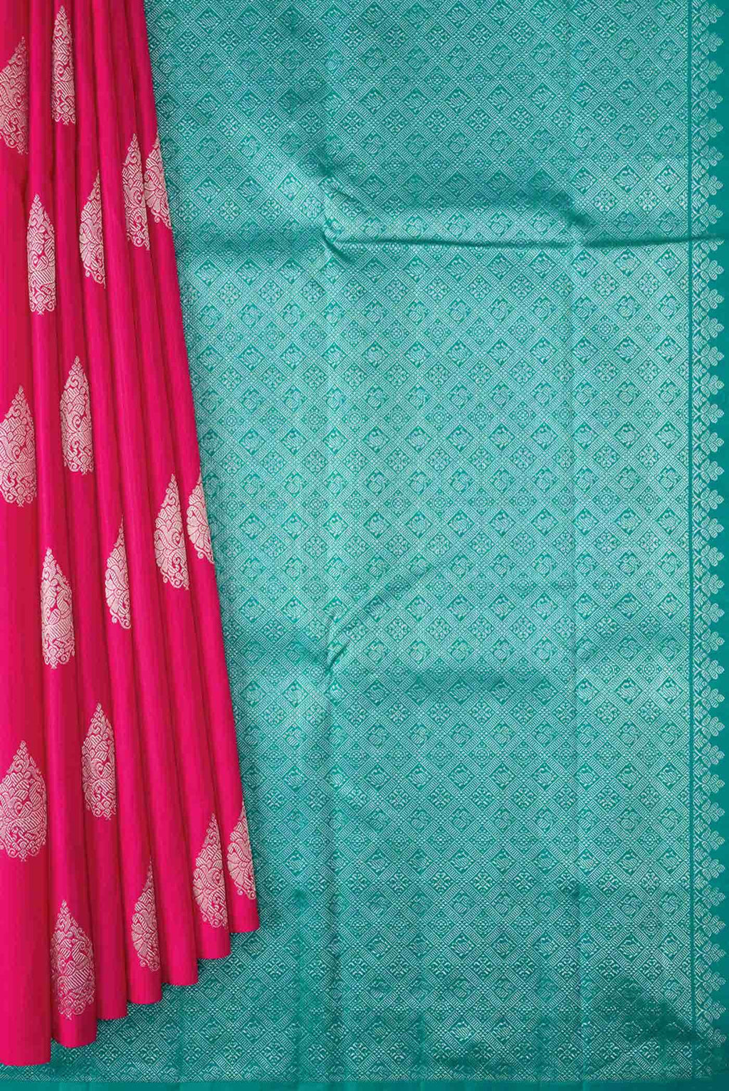 Pure Silk Pure Zari Pink Dual Tone Kanchipuram Saree