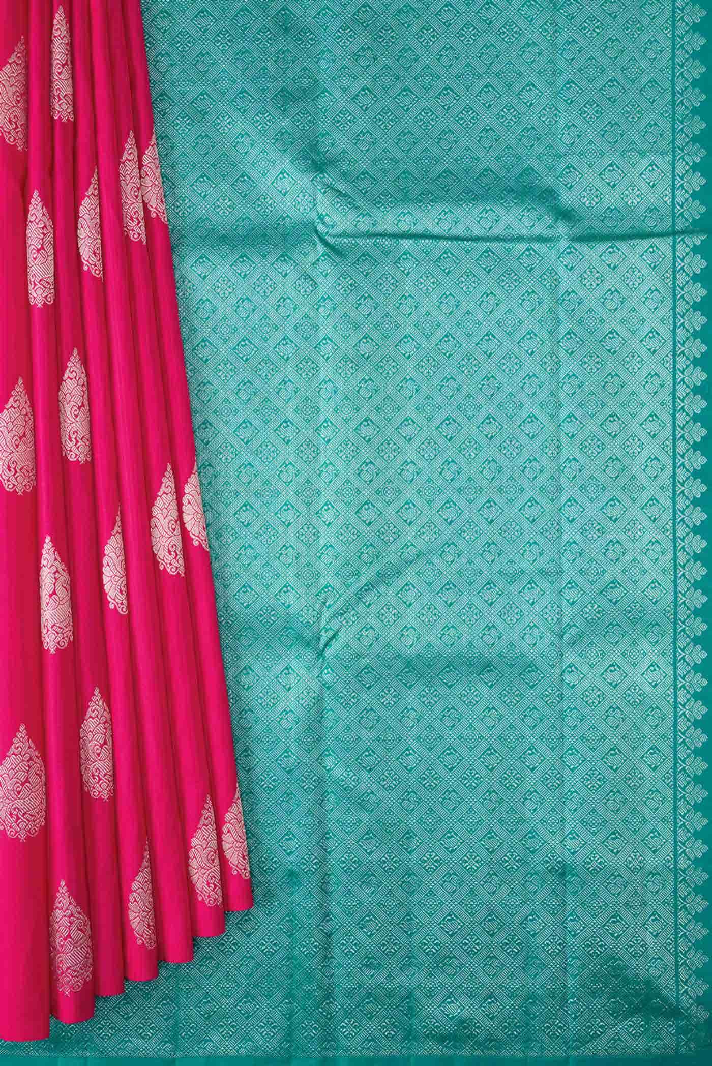 Pure Silk Pure Zari Pink Dual Tone Kanchipuram Saree