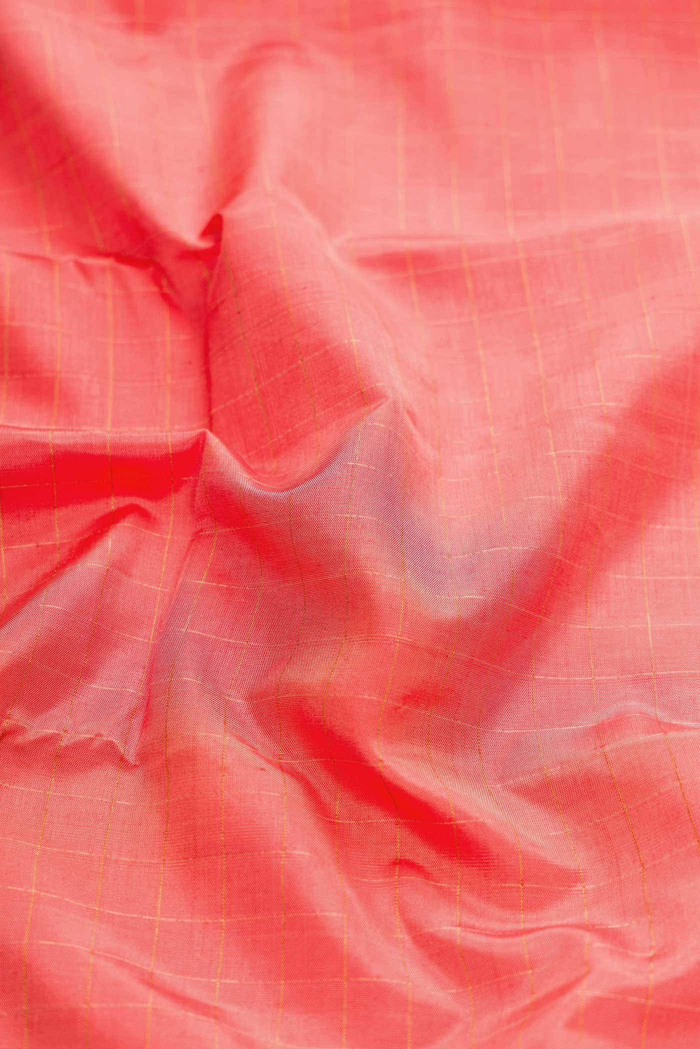 Pure Silk Pure Zari Peach Dual Tone Kanchipuram Saree