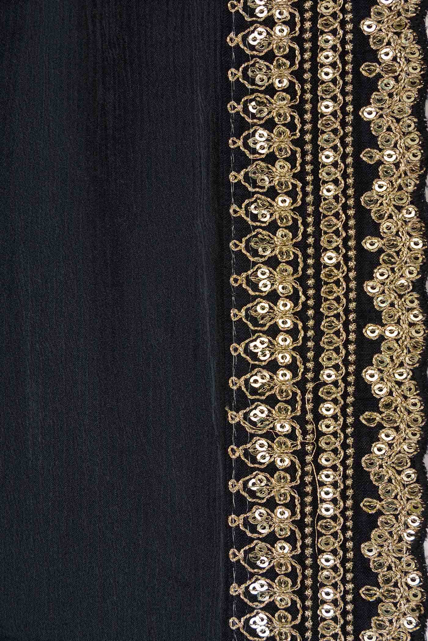 Black Mysore Crepe Saree