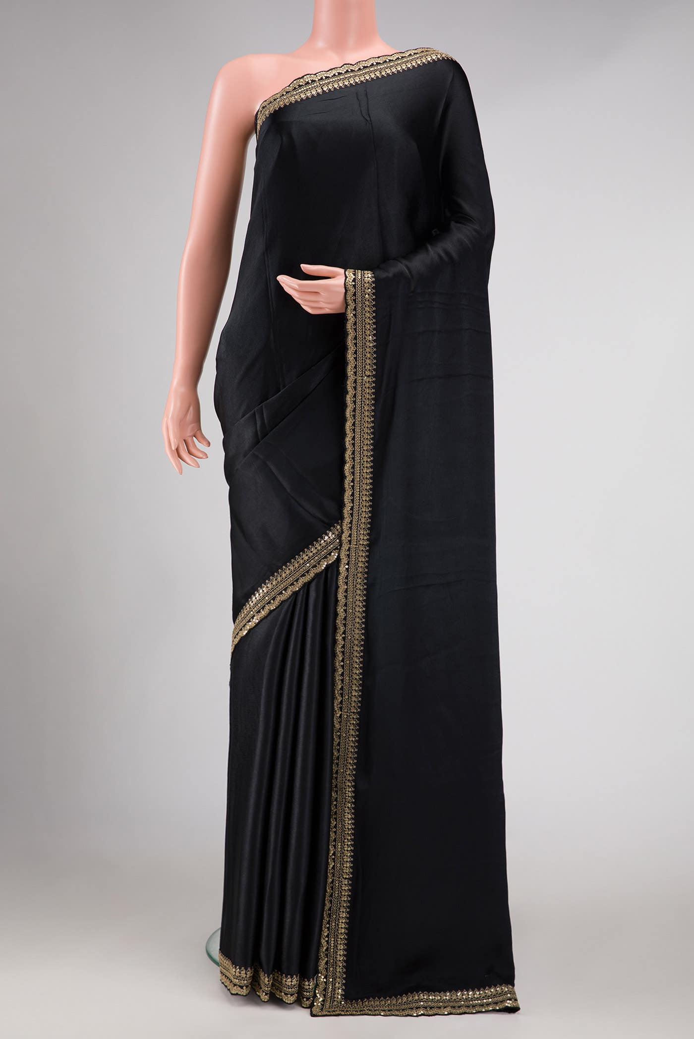 Black Mysore Crepe Saree