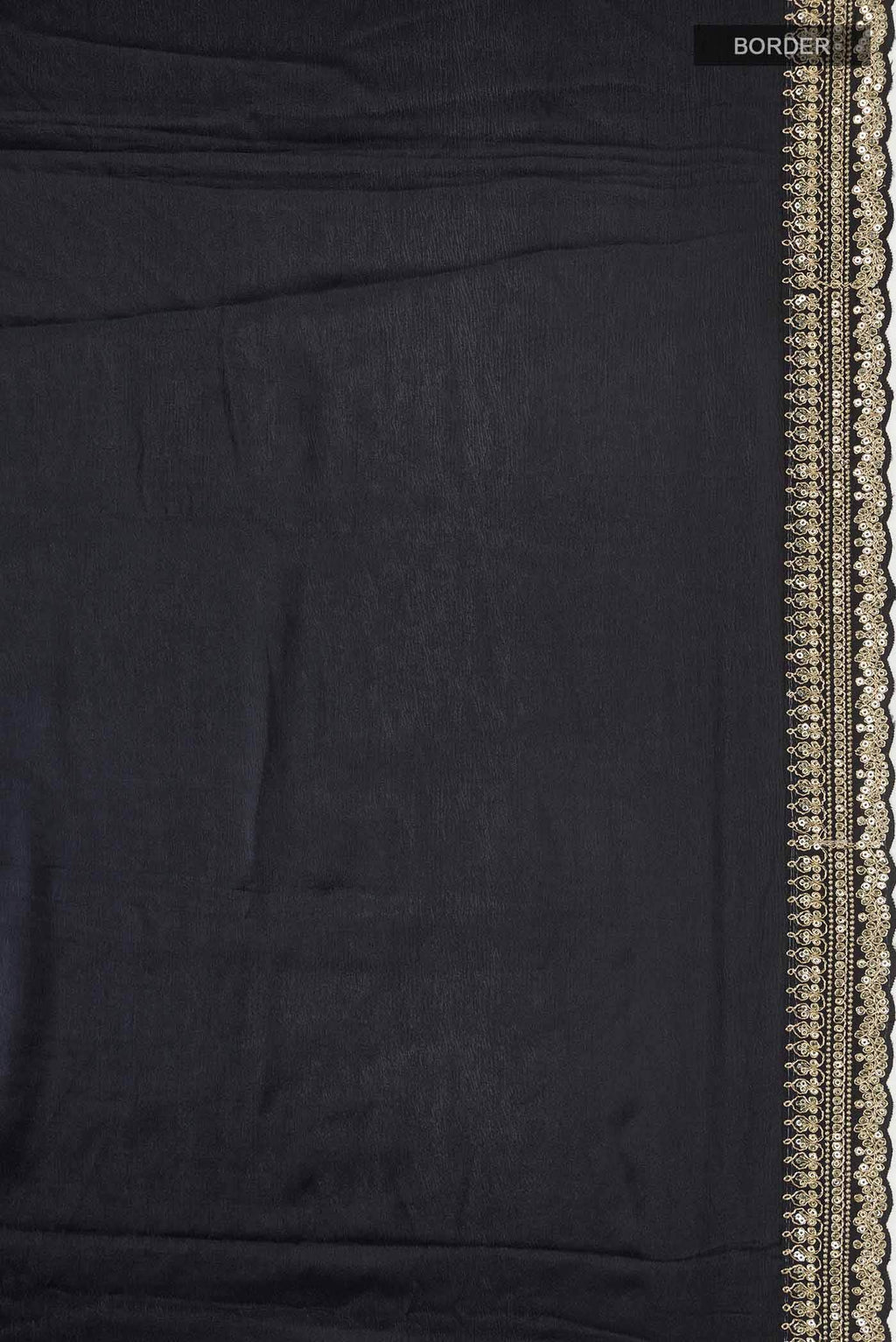 Black Satin Crepe Saree