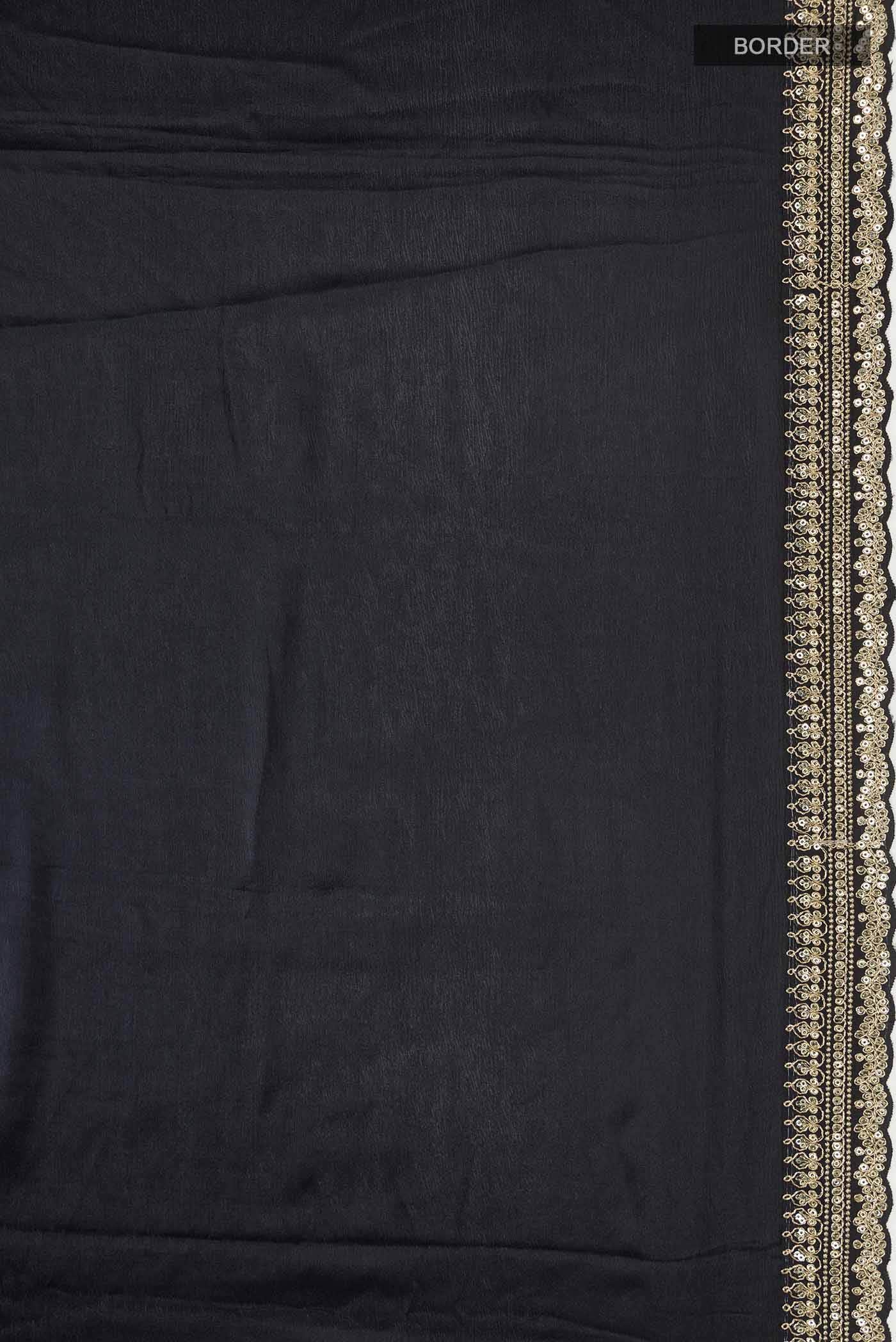 Black Satin Crepe Saree