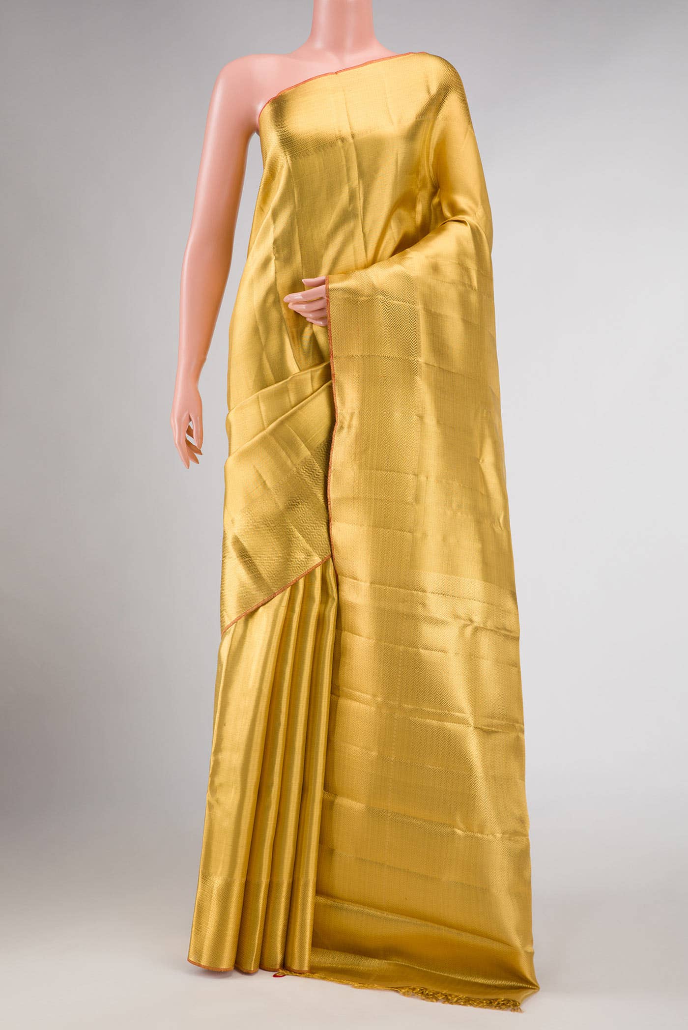 Pure Silk Pure Zari Gold Dual Tone Kanchipuram Tissue Saree