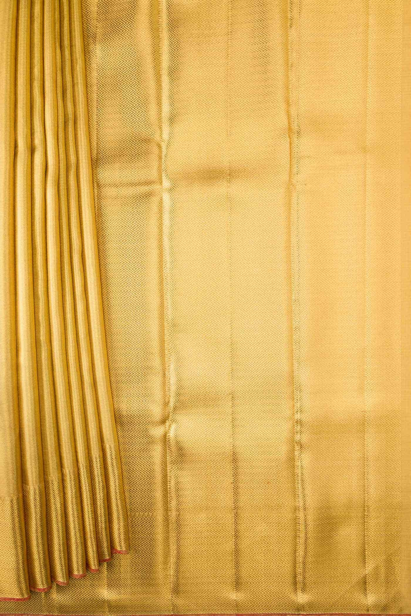 Pure Silk Pure Zari Gold Dual Tone Kanchipuram Tissue Saree