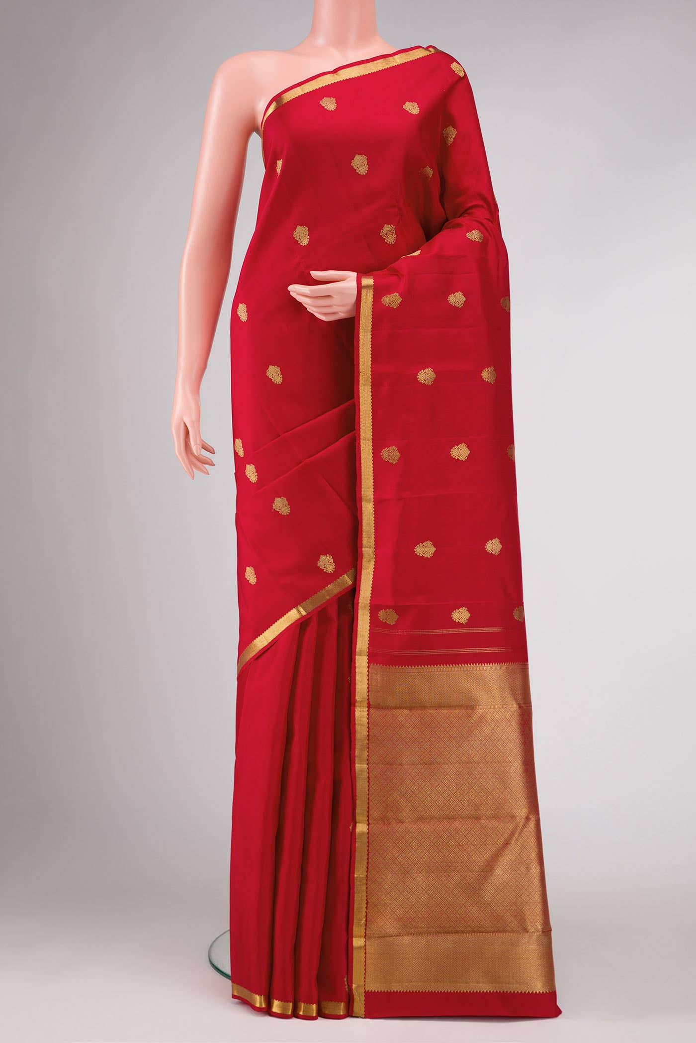 Pure Silk Pure Zari Red Dual Tone Kanchipuram Saree