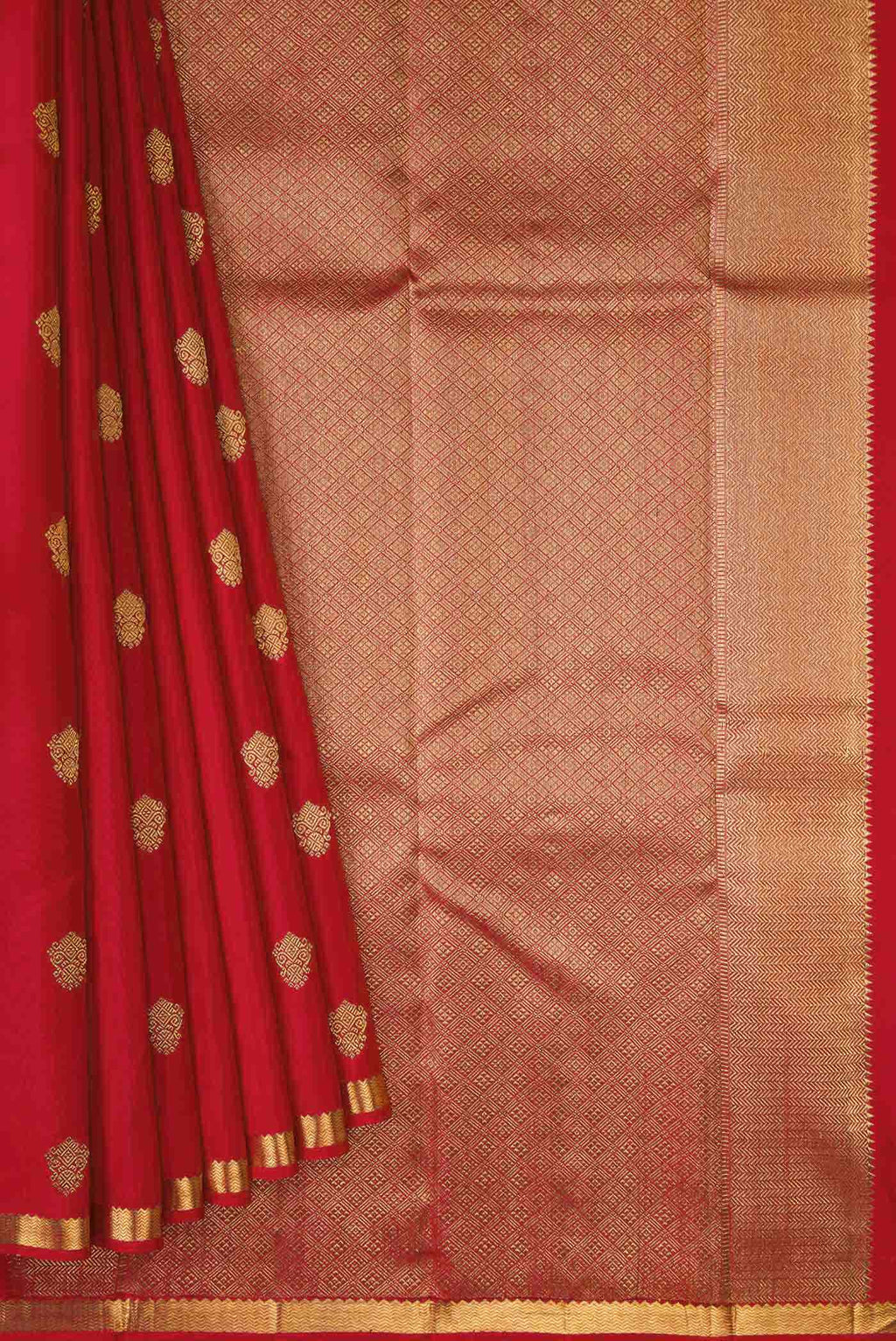 Pure Silk Pure Zari Red Dual Tone Kanchipuram Saree
