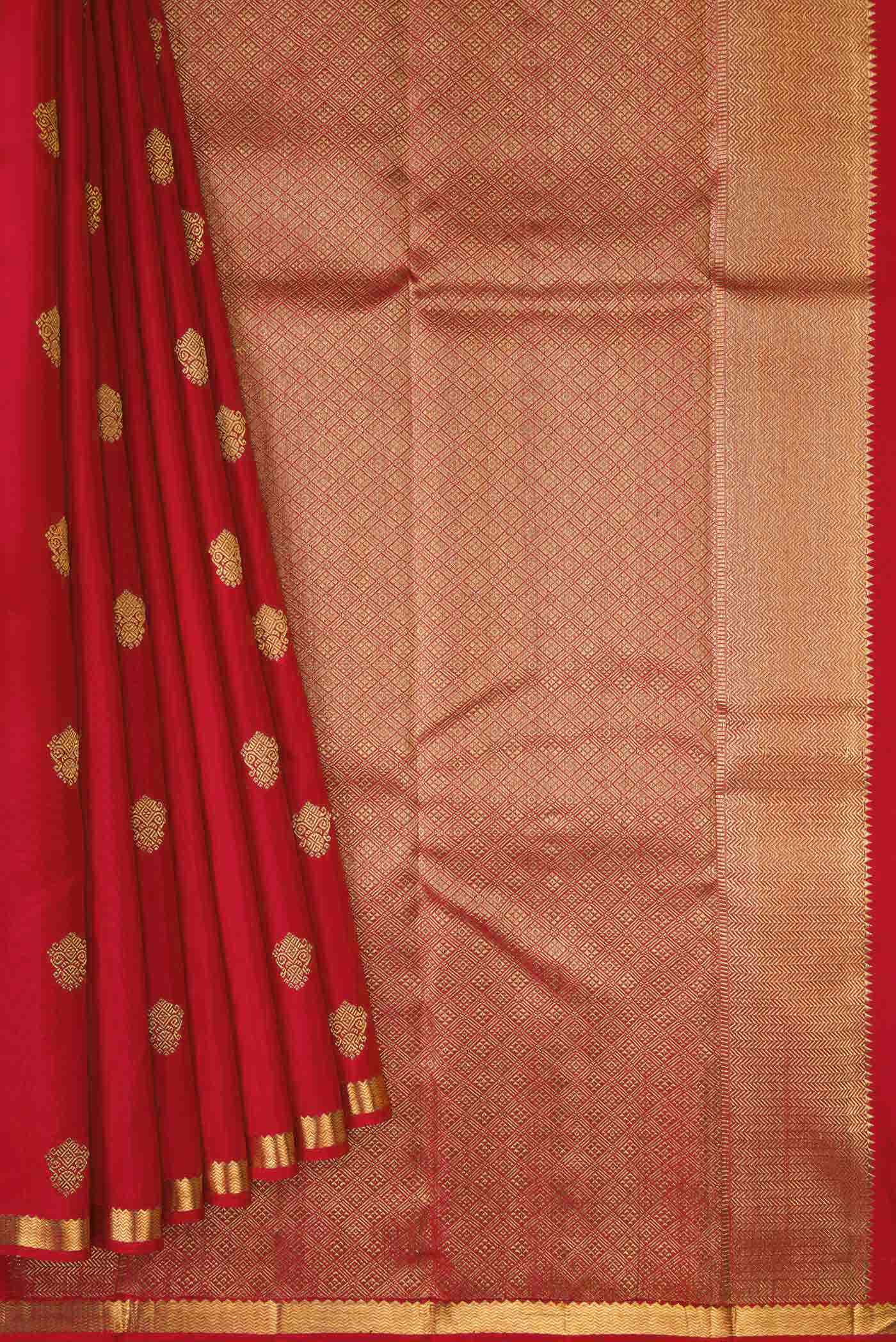 Pure Silk Pure Zari Red Dual Tone Kanchipuram Saree