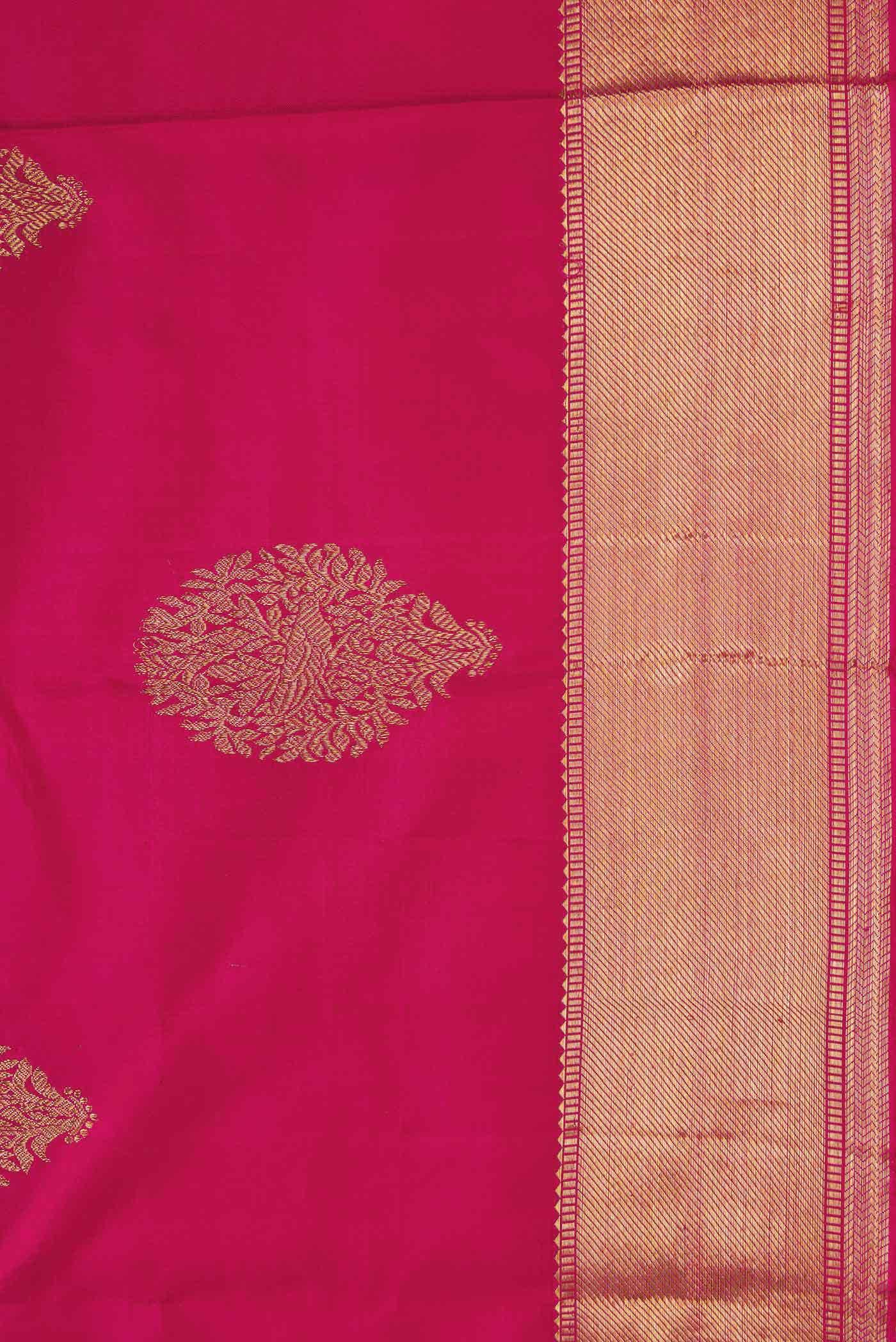 Pure Silk Pure Zari Rani Pink Dual Tone Kanchipuram Saree