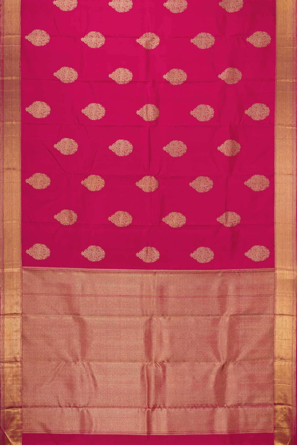 Pure Silk Pure Zari Rani Pink Dual Tone Kanchipuram Saree