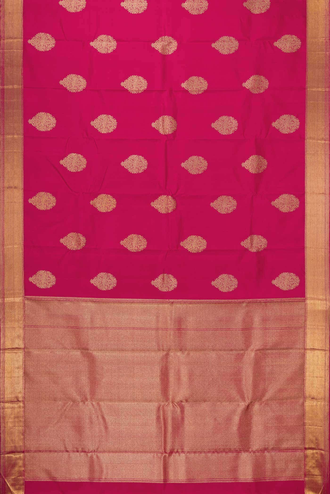 Pure Silk Pure Zari Rani Pink Dual Tone Kanchipuram Saree