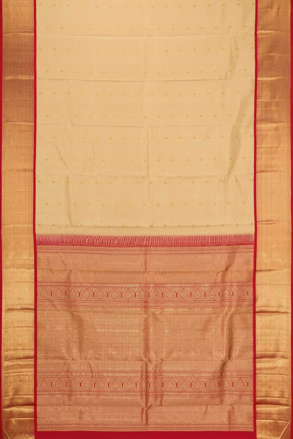 Pure Silk Pure Zari Gold Dual Tone Kanchipuram Saree