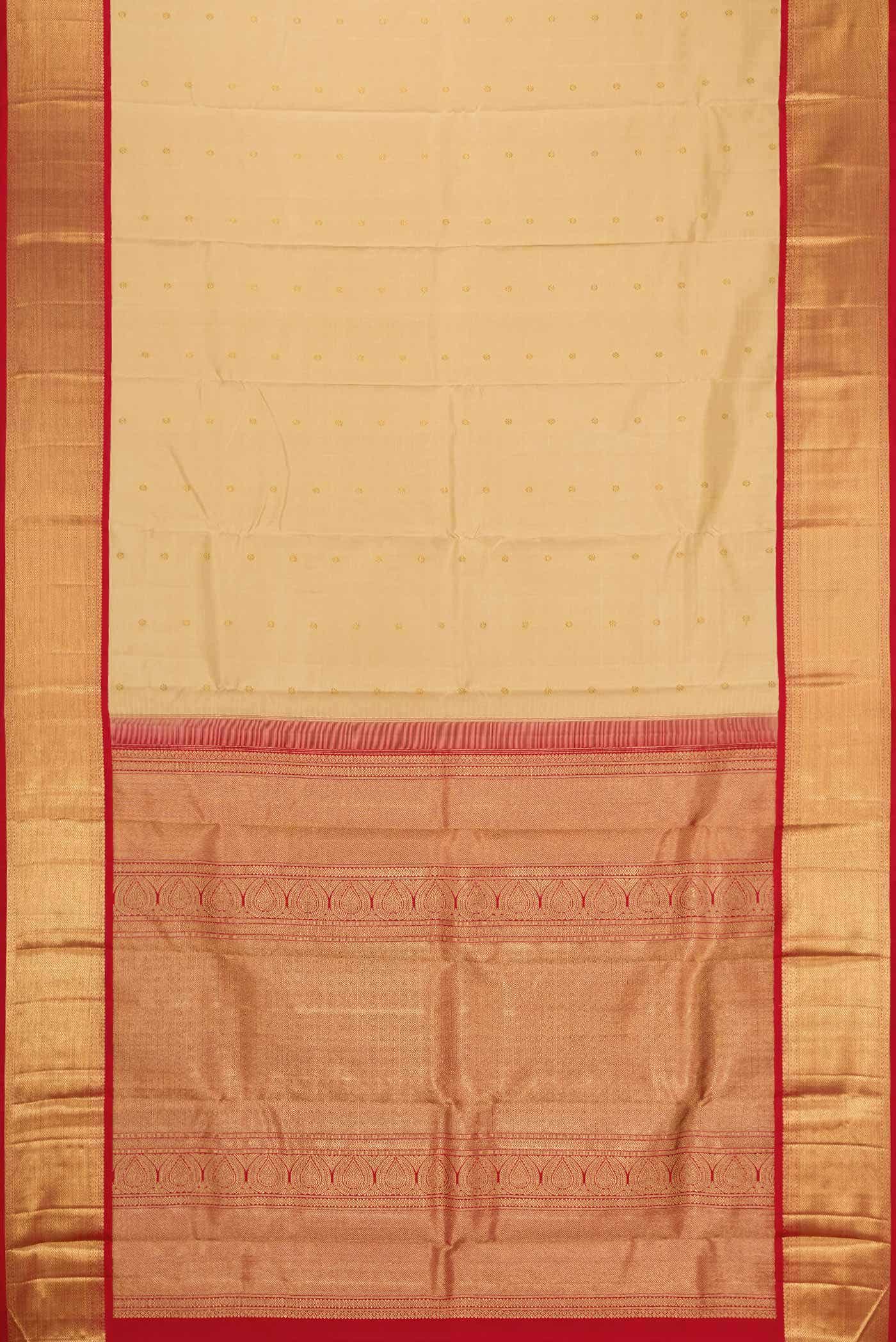 Pure Silk Pure Zari Gold Dual Tone Kanchipuram Saree