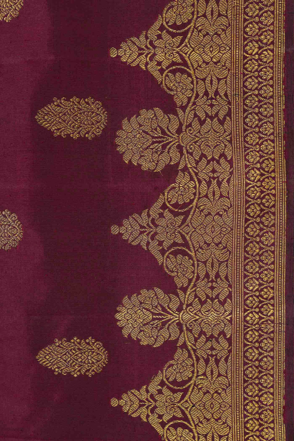 Pure Silk Pure Zari Maroon Dual Tone Kanchipuram Saree