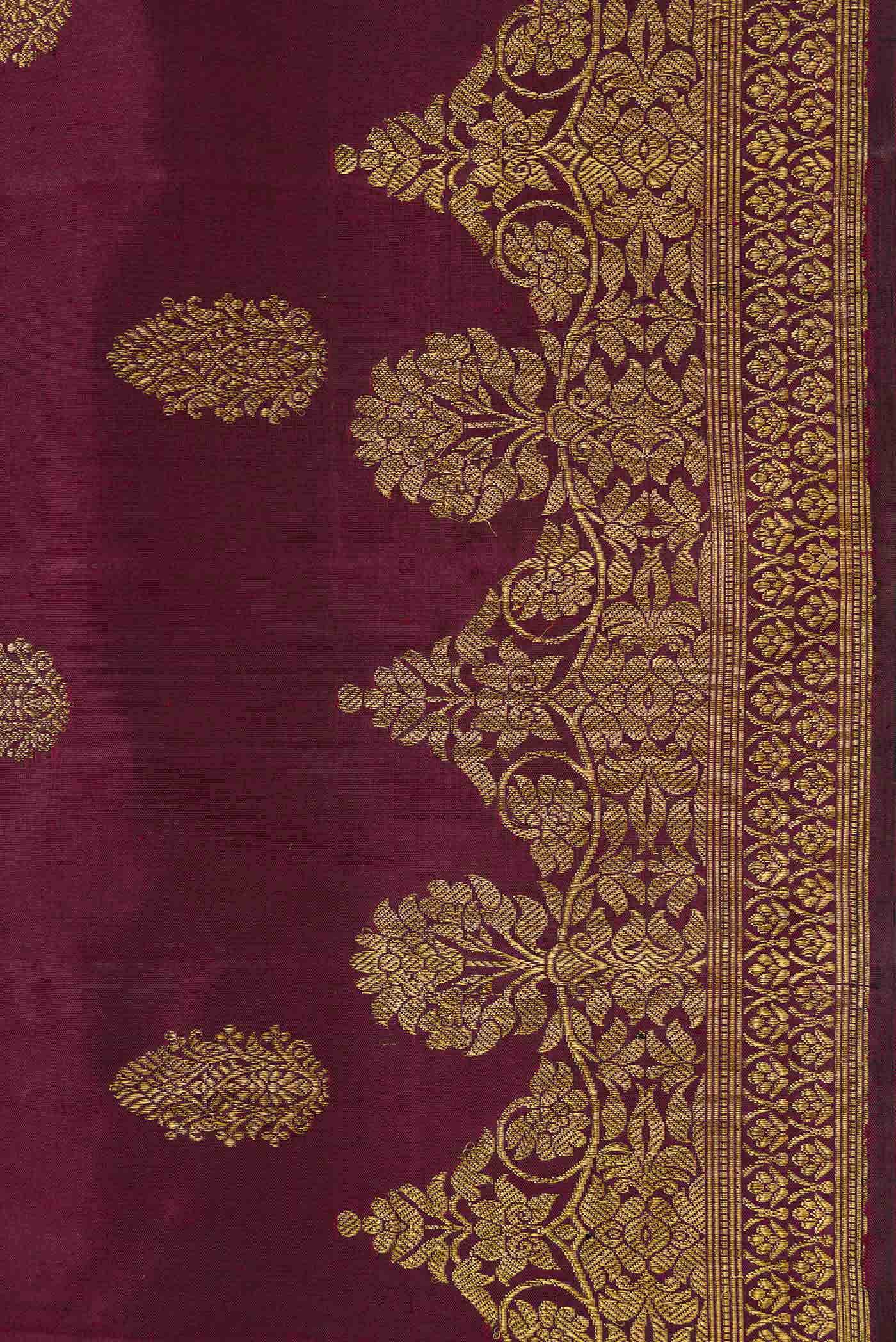 Pure Silk Pure Zari Maroon Dual Tone Kanchipuram Saree