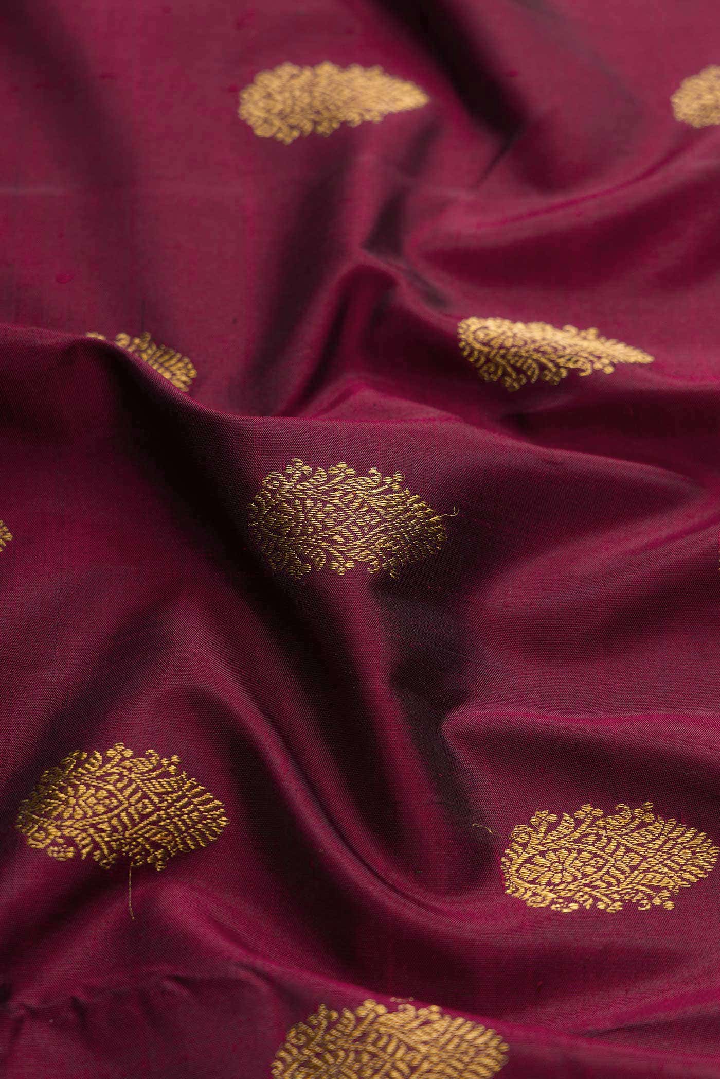 Pure Silk Pure Zari Maroon Dual Tone Kanchipuram Saree