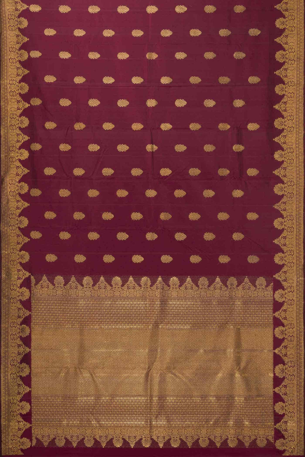 Pure Silk Pure Zari Maroon Dual Tone Kanchipuram Saree
