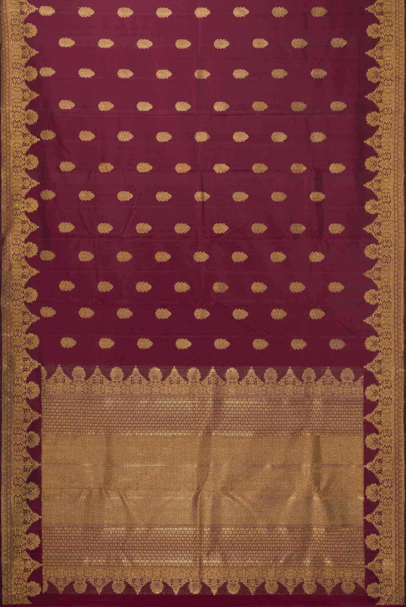 Pure Silk Pure Zari Maroon Dual Tone Kanchipuram Saree